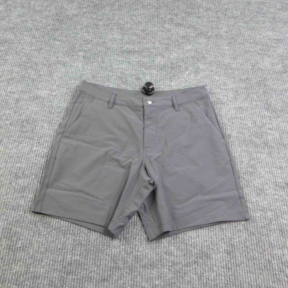 Into The AM Shorts Mens 34 Gray Chino Microfiber Polyester Pockets 33x7.5* NWOT